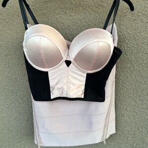 Bebe Sexy Little Pink & Black Tanked Corset with Bottom Skirt | Top: M Bottom: L